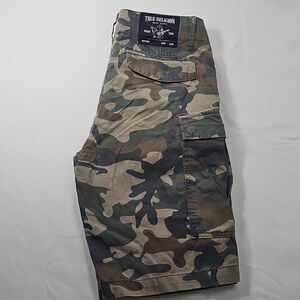 True Religion Camo Cargo Shorts Men's 30 Green Baggy Military Pockets Utility